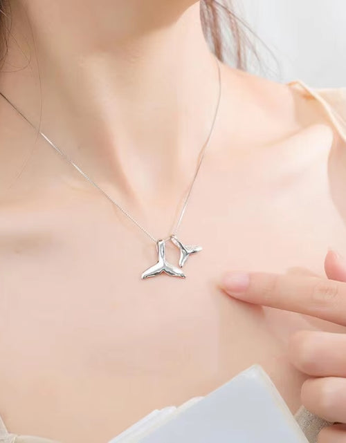 Load image into Gallery viewer, 925 Sterling Silver Double Whale Tail Choker Necklaces &amp; Pendants for Women Flyleaf Creative Lady Fine Wedding Party Jewelry
