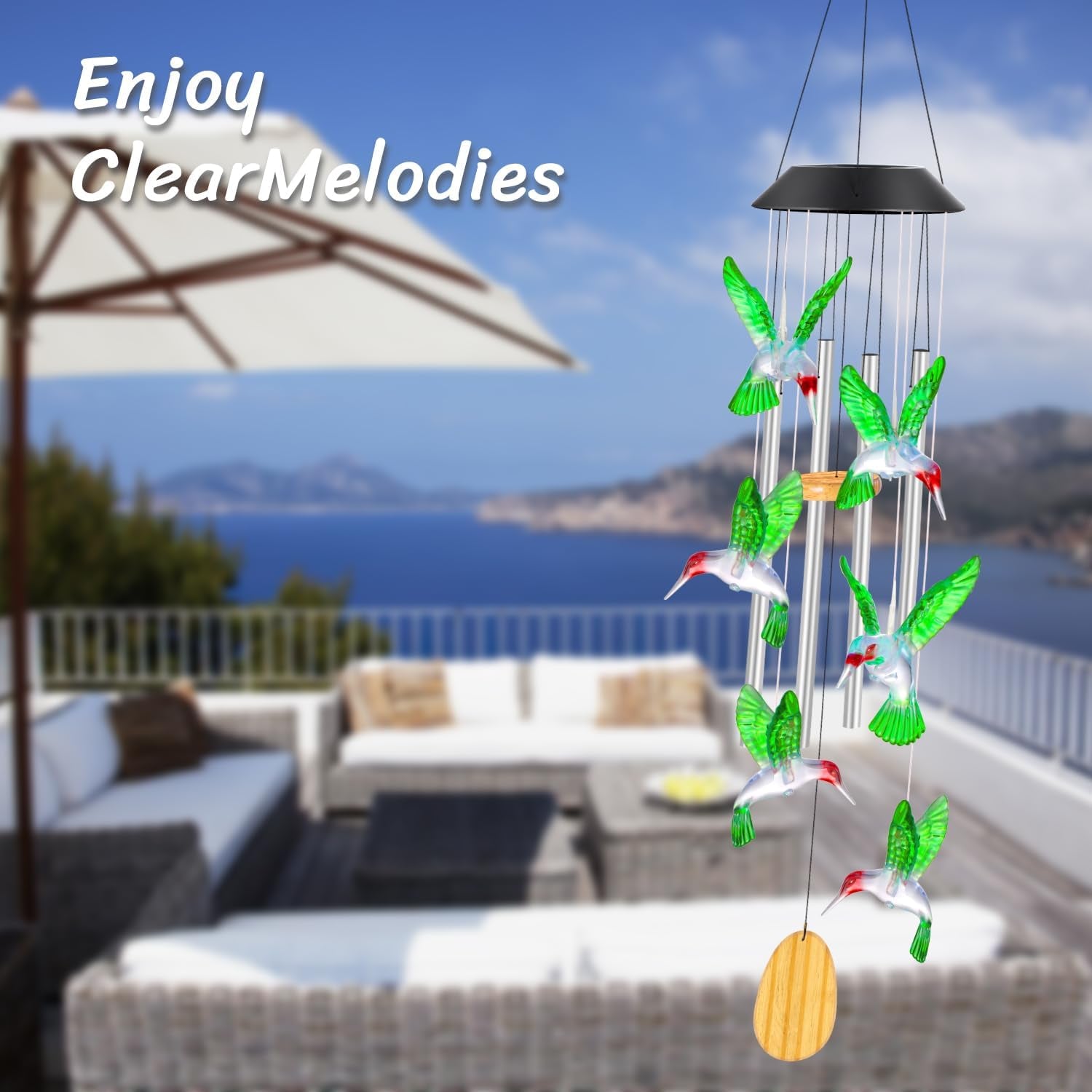 Womens Gifts for Christmas Birthday Gifts for Women Mom Grandma Gifts Hummingbird Wind Chimes Solar Lights for outside Outdoor Yard Home House Patio Garden Gardening Decor Gifts for Mom Sister