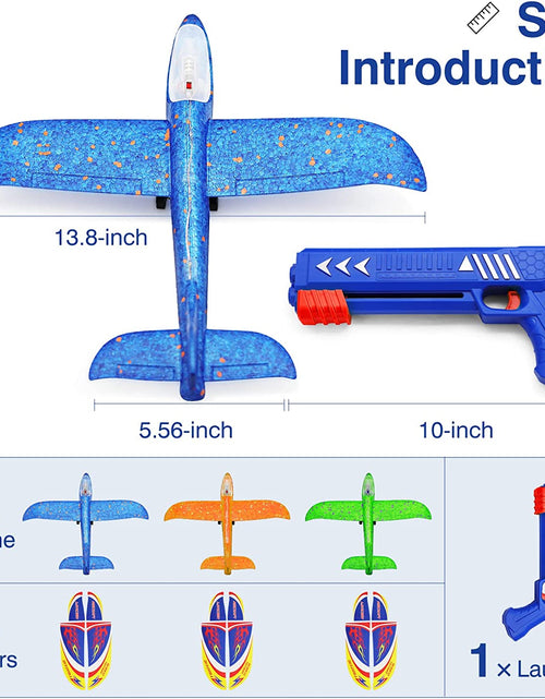 Load image into Gallery viewer, 3 Pack Foam Airplane Launcher Toys, 2 Flight Mode Glider Plane,Kids Flying Toy,3 4 5 6 7 8 9 10 11 12 Year Old Boys Girls Gifts,Outdoor Sport Party Favor
