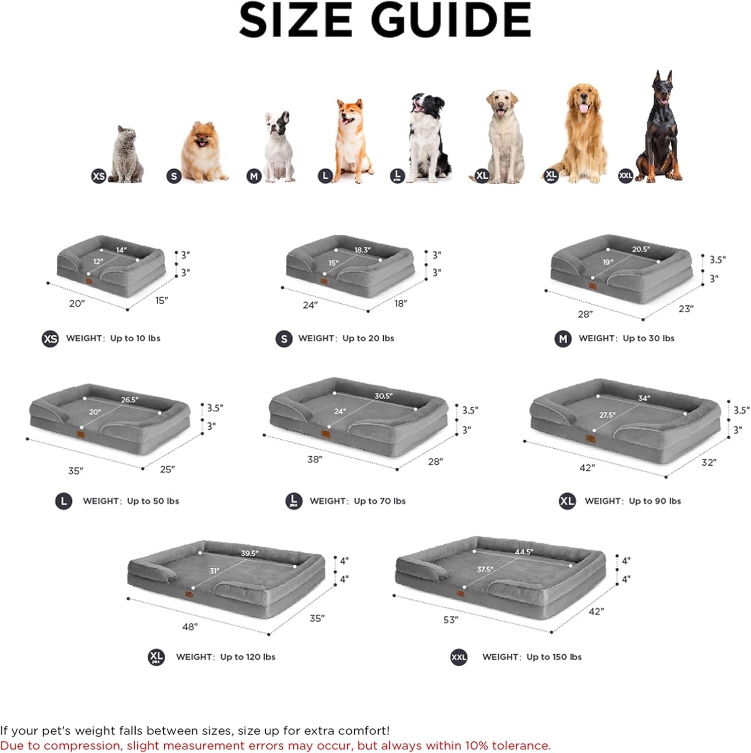 Orthopedic Dog Bed for Extra Large Dogs - XL Washable Dog Sofa Beds Large, Supportive Foam Pet Couch Bed with Removable Washable Cover, Waterproof Lining and Nonskid Bottom, Grey