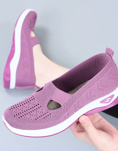 Load image into Gallery viewer, Women&#39;S New Summer Shoes Mesh Breathable Sneakers Light Slip on Flat Platform Casual Shoes Ladies Anti-Slip Walking Woven Shoes
