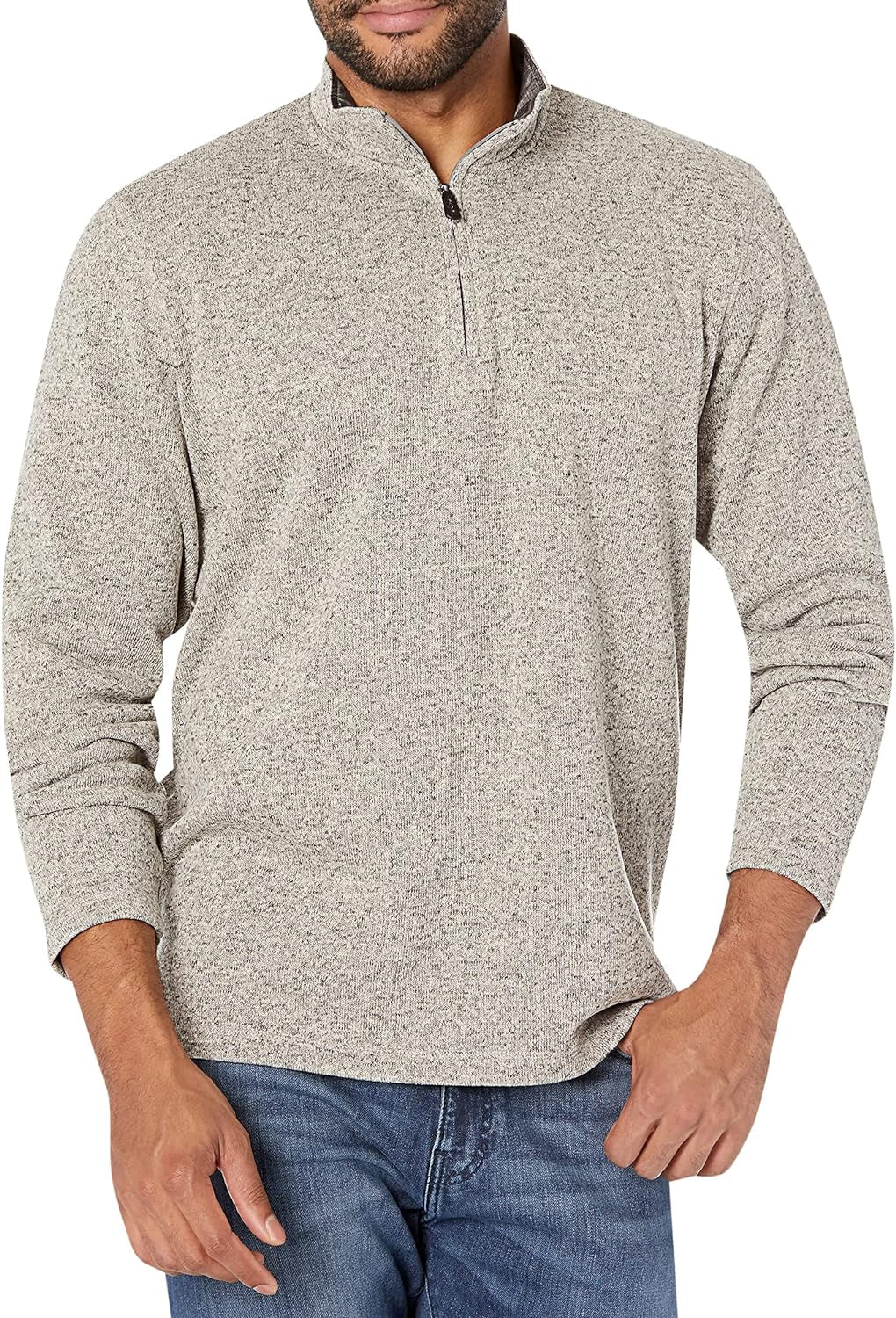 Men'S Long Sleeve Fleece Quarter-Zip Sweater