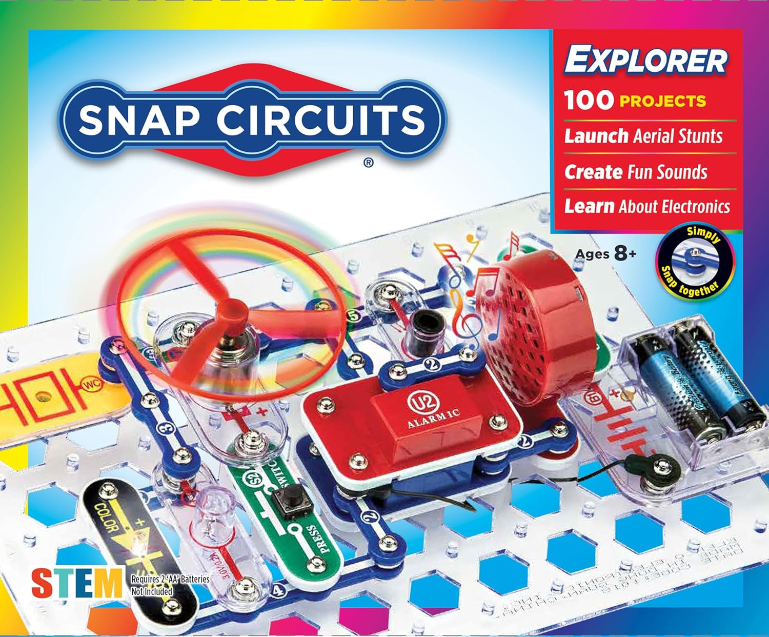 Jr. SC-100 Electronics Exploration Kit, over 100 Projects, Full Color Project Manual, 28 Parts, STEM Educational Toy for Kids 8 +