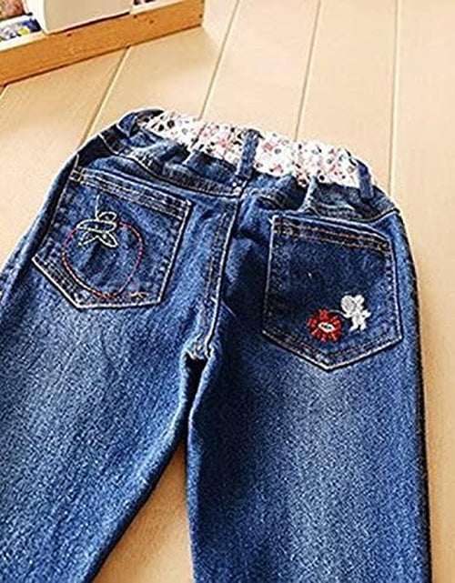 Load image into Gallery viewer, Toddler Girl Clothes Baby Girl Long Sleeve Top + Jeans Pants with Pockets 2 Piece Outfit Cartoon Clothing Set
