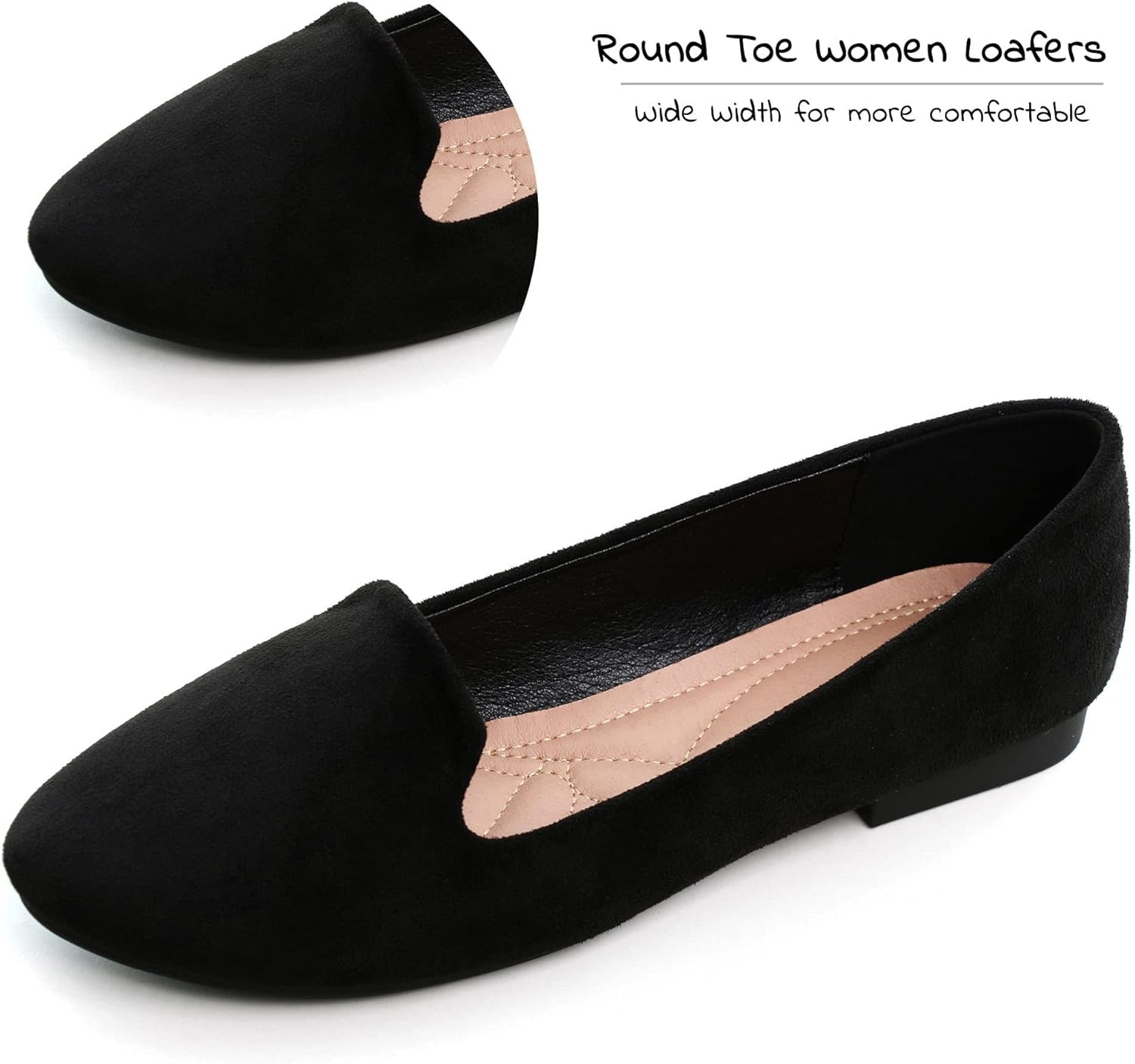 Women'S round Toe Flats Comfortable Ballet Flat Shoes for Women Dressy Slip-Ons Loafers Shoes