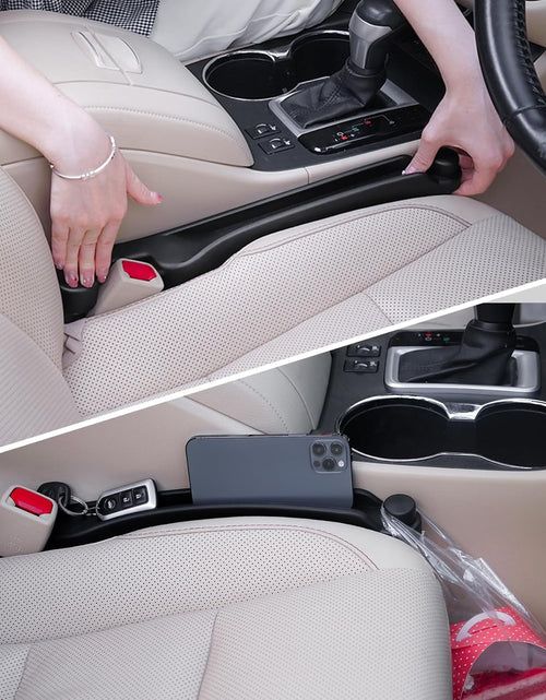 Load image into Gallery viewer, Car Seat Gap Filler Set of 2, Soft Foam Multifunctional Seat Side Gap Filler with Organizer &amp; Hook Function, 3In1 Gap Stopper Universal Fit Car SUV Truck Fill the Gap between Seat &amp; Console
