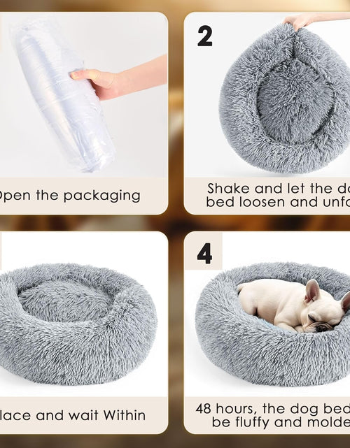 Load image into Gallery viewer, Dog &amp; Cat Bed, 20In Cat Beds for Indoor Cats, Calming Donut Bed for Puppy and Kitten, Washable round Fluffy Pet Bed for Small Medium Dogs and Cats (Light Grey)
