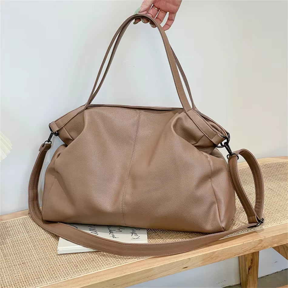 Large Black Shoulder Crossbody Bags for Women 2024 Hobo Shopper Sac Solid Color Quality PU Leather Handbag Lady Travel Tote Bag