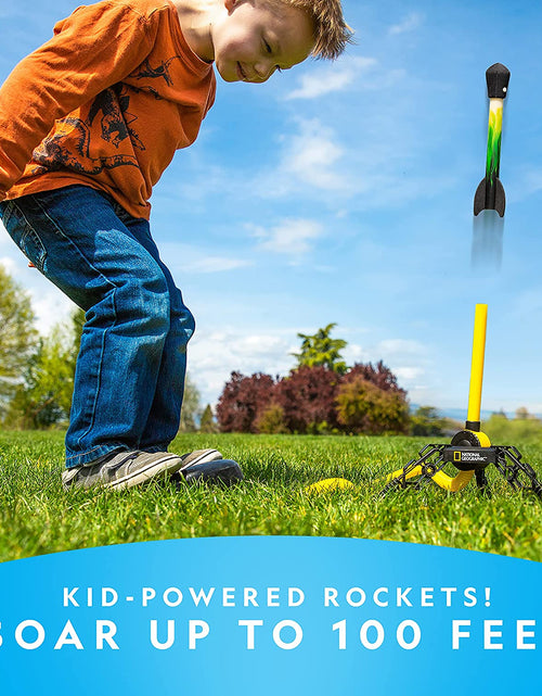 Load image into Gallery viewer, National Geographic Air Rocket Toy – Ultimate LED Rocket Launcher for Kids, Jump and Launch the Light Up, Air Powered, Foam Tipped Rockets up to 100 Feet
