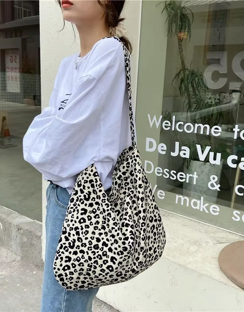 Load image into Gallery viewer, Oversized Leopard Prints Shoulder Bags for Women Deformable Canvas Large Capacity Shopping Totes 2024 Winter New Luxury Handbags
