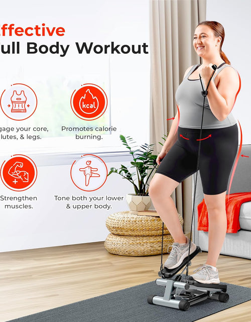 Load image into Gallery viewer, Mini Steppers for Exercise at Home, Stair Step Workout Machine with Optional Resistance Bands, Full Body Cardio Equipment, Optional Free Sunnyfit App Connection Smart Stepper
