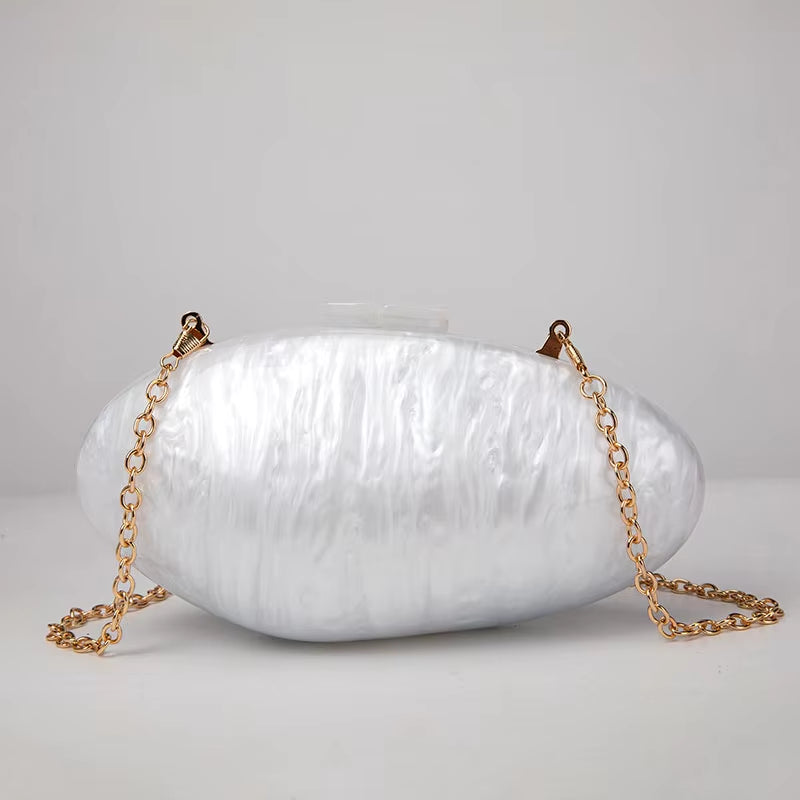 Pearl Acrylic Evening Bags Designer Luxury Clutch Purse Mini Women'S Wallet Shell Chain Shoulder Crossbody Wedding Party Handbag