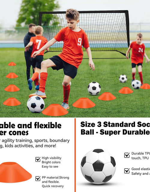 Load image into Gallery viewer, Portable Pop up Soccer Goal - 6X4Ft Backyard Training Equipment with Soccer Ball, Scoring Target Cloth, and Cones - Fun Outdoor Game for Kids and Teens
