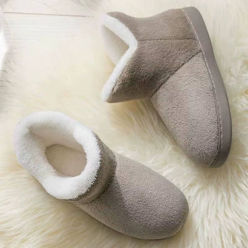 Women Winter Slippers Warm Plush Slip-On Couples Home Floor Shoes Anti-Slip Comfortable Flats Female Soft Faux Fur Boots