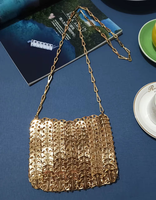 Load image into Gallery viewer, Luxury Designer Women&#39;S Bag Trend Hand Woven Hollow Metal Chain Tote Bag Clutch Female Bag Travel Holiday Shoulder Bag Handbag
