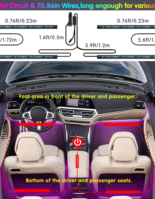 Load image into Gallery viewer, Interior Car Lights  Car Accessories APP Control with Remote Music Sync Color Change RGB under Dash Car Lighting with Charger 12V LED Lights Running Board Lights
