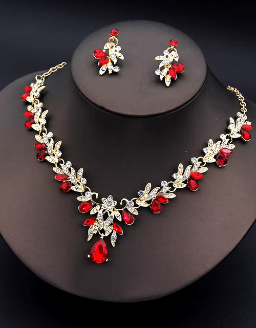 Load image into Gallery viewer, Elegant Fashion Necklace Sets for Women Dangle Earrings Princess Collar Two Piece Set Bride Jewelry Bridal Wedding Accessories
