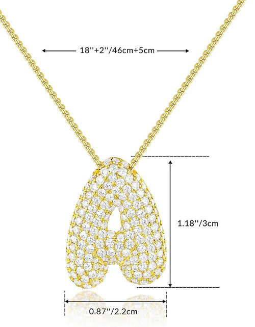 Load image into Gallery viewer, Sparkly CZ Zircon Letter Initial Necklace for Women Box Chain Gold Plated Balloon Bubble A-Z Pendant Neckalces Jewelry Gift
