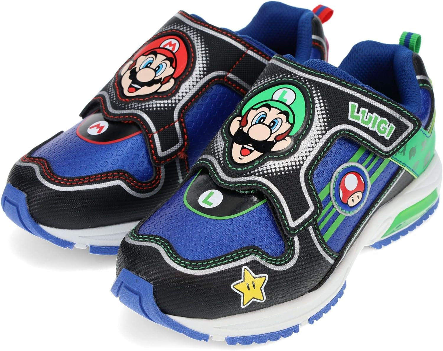 Brothers Mario and Luigi Kids Tennis Shoe, Light up Sneaker, Mix Match Runner Trainer, Kids Size 11 to 3