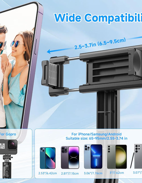 Load image into Gallery viewer, Selfie Stick, Extendable Selfie Stick Tripod with Wireless Remote and Tripod Stand, Portable, Lightweight, Compatible with Iphone 15 14 13 12 Pro Xs Max X 8Plus, Samsung Smartphone and More
