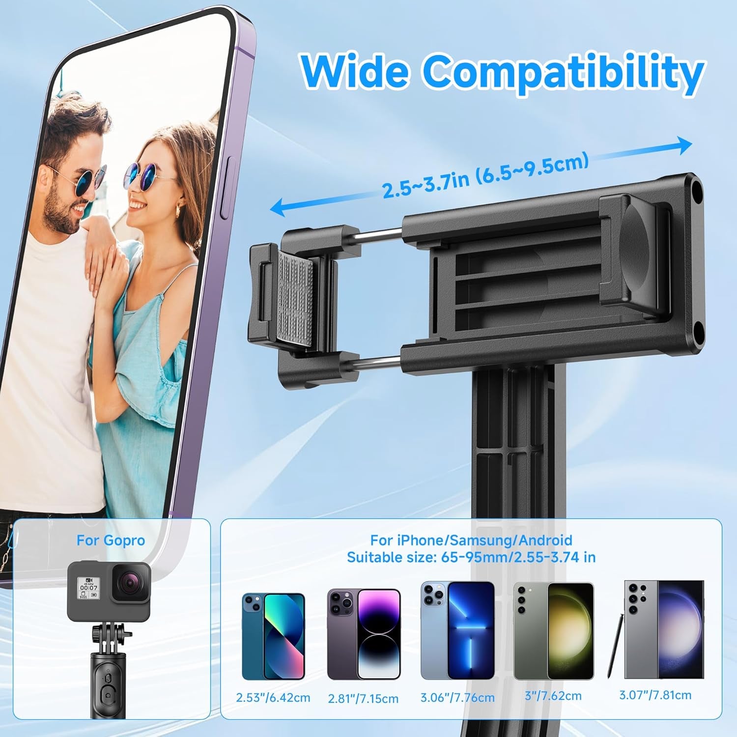 Selfie Stick, Extendable Selfie Stick Tripod with Wireless Remote and Tripod Stand, Portable, Lightweight, Compatible with Iphone 15 14 13 12 Pro Xs Max X 8Plus, Samsung Smartphone and More