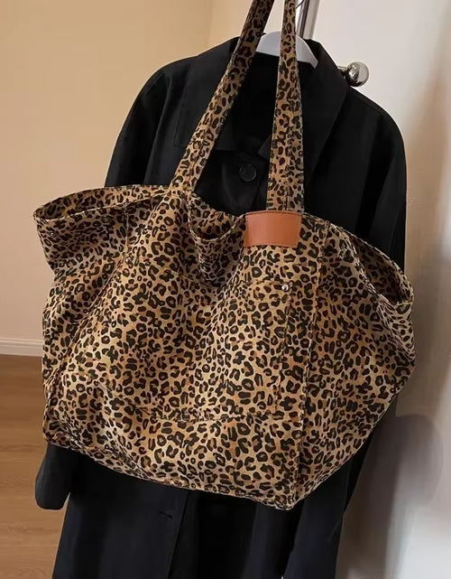 Load image into Gallery viewer, Oversized Leopard Prints Shoulder Bags for Women Deformable Canvas Large Capacity Shopping Totes 2024 Winter New Luxury Handbags
