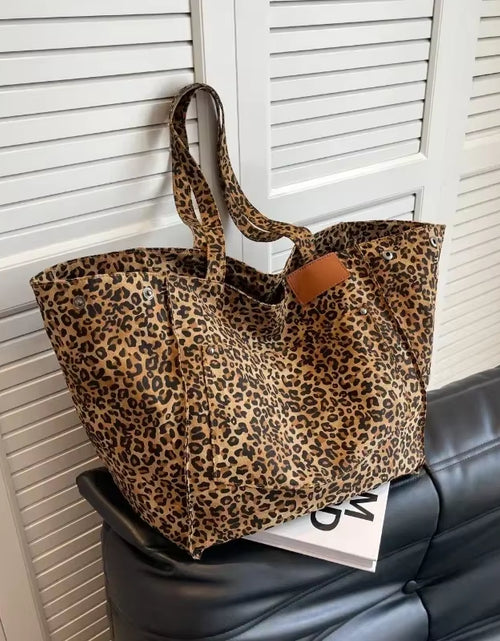 Load image into Gallery viewer, Oversized Leopard Prints Shoulder Bags for Women Deformable Canvas Large Capacity Shopping Totes 2024 Winter New Luxury Handbags
