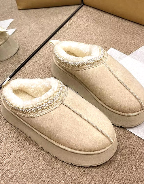 Load image into Gallery viewer, Snow Boots for Women 2023 Winter New Cashmere Warm Thick Soles without Heel-Covered Hair Half Slipper Cotton Shoes for Women
