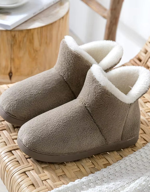 Load image into Gallery viewer, Women Winter Slippers Warm Plush Slip-On Couples Home Floor Shoes Anti-Slip Comfortable Flats Female Soft Faux Fur Boots
