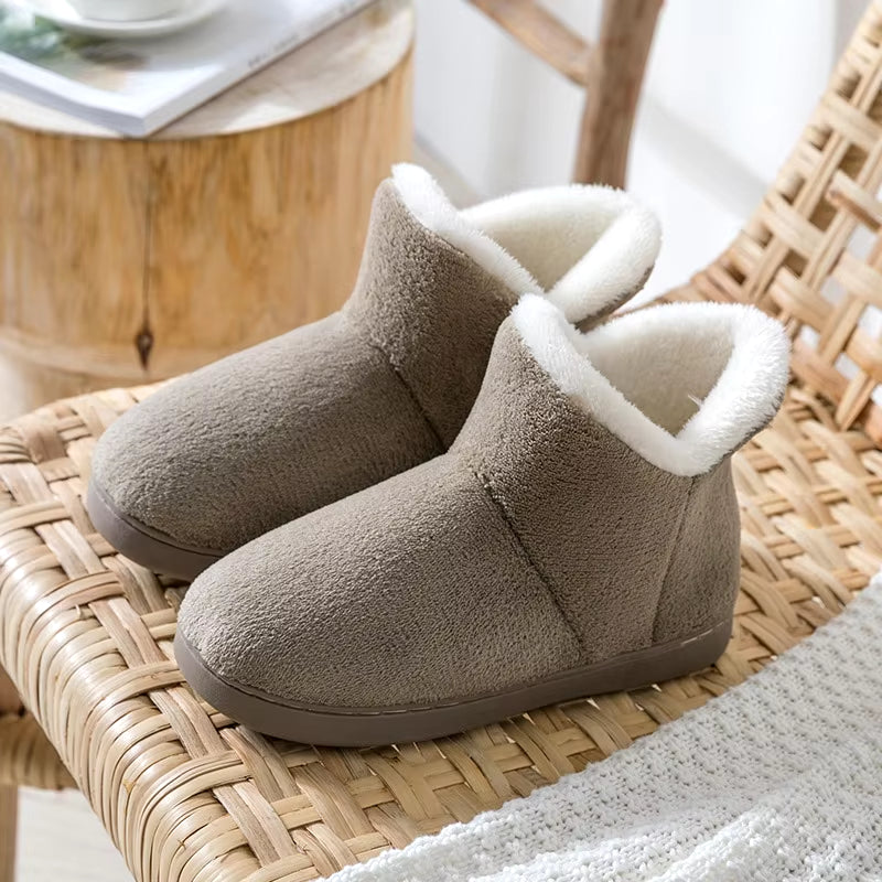 Women Winter Slippers Warm Plush Slip-On Couples Home Floor Shoes Anti-Slip Comfortable Flats Female Soft Faux Fur Boots