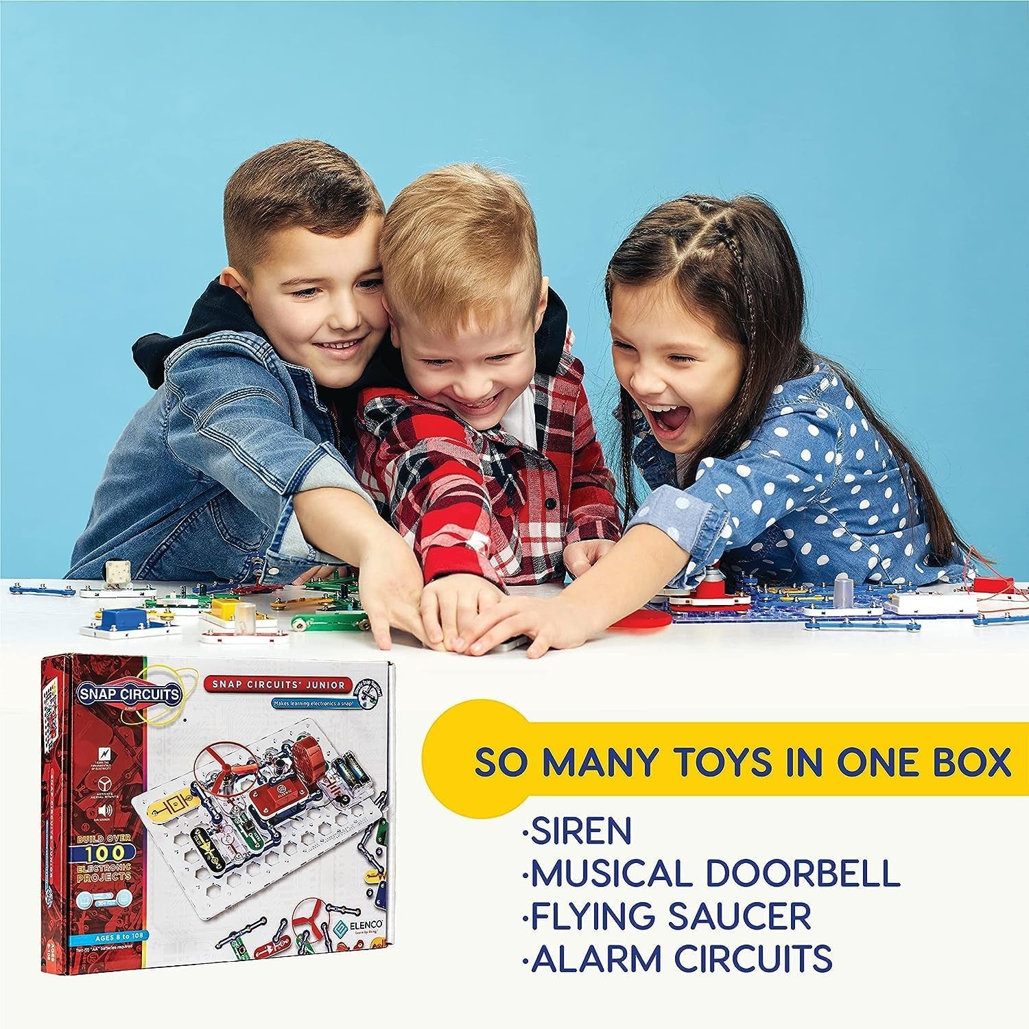 Jr. SC-100 Electronics Exploration Kit, over 100 Projects, Full Color Project Manual, 28 Parts, STEM Educational Toy for Kids 8 +