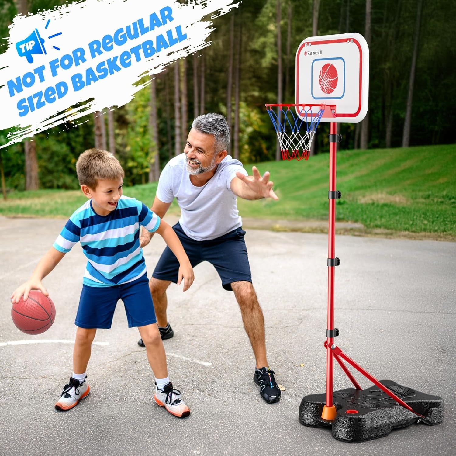 2 in 1 Kids Basketball Hoop and T Ball Set, Adjustable Basket Ball Stand,Hanging Tee Baseball for Toddlers Boys Girls Ages 2 3 4 5 6 7 8 Years Old, Outdoor and Indoor Toys Gifts