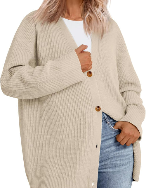 Load image into Gallery viewer, Women Oversized Cardigan Sweater Fall Outfits Cloth Fashion V Neck Knit Button Front Casual Trendy Tops
