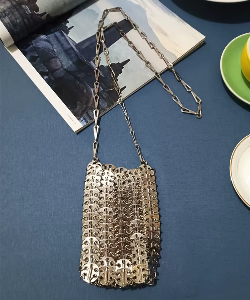 Luxury Designer Women'S Bag Trend Hand Woven Hollow Metal Chain Tote Bag Clutch Female Bag Travel Holiday Shoulder Bag Handbag