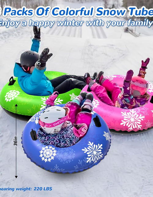 Load image into Gallery viewer, 36&quot; 3Pack /40&quot; 2Pack Snow Tubes, Inflatable Snow Sled for Kids &amp; Adults, Thickened Heavy Duty Hard Bottom Snow Sleds with Handles, Winter Outdoor Sports Toys for Boys Girls Family Activities
