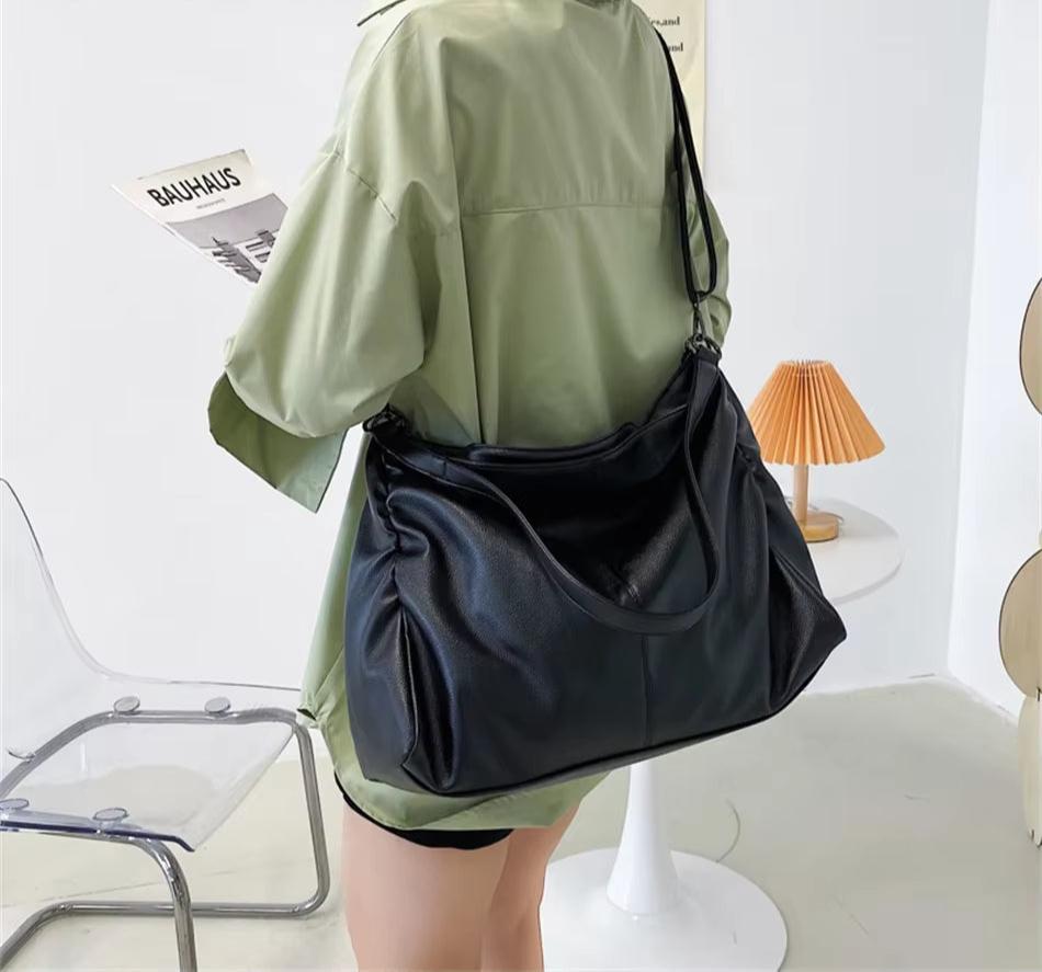 Large Black Shoulder Crossbody Bags for Women 2024 Hobo Shopper Sac Solid Color Quality PU Leather Handbag Lady Travel Tote Bag