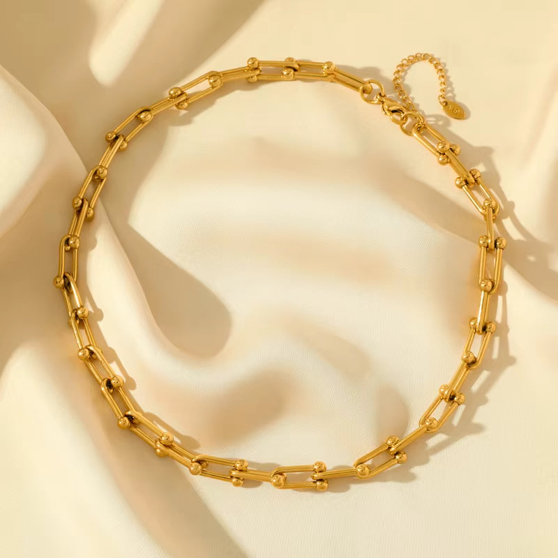 316L Stainless Steel Gold Color Thick Chain Necklace Bracelet for Women Girl New Fashion Waterproof Jewelry Set Gift