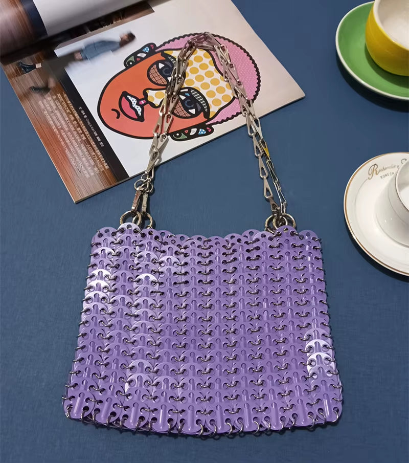 Luxury Designer Women'S Bag Trend Hand Woven Hollow Metal Chain Tote Bag Clutch Female Bag Travel Holiday Shoulder Bag Handbag