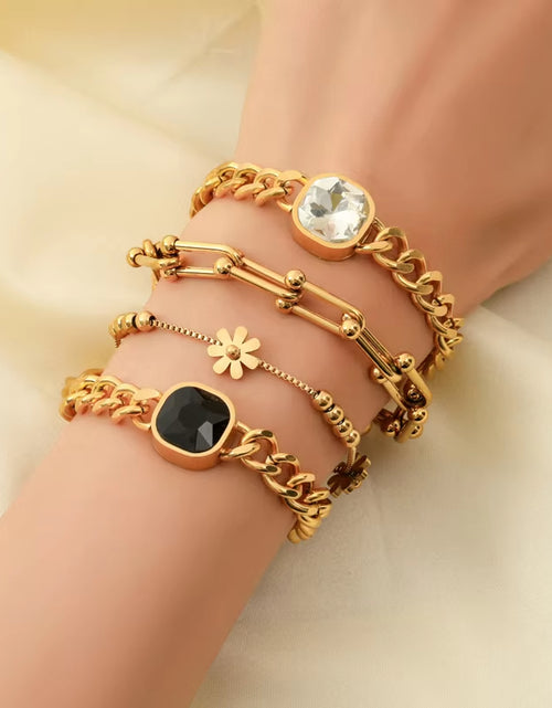 Load image into Gallery viewer, 316L Stainless Steel Gold Color Thick Chain Necklace Bracelet for Women Girl New Fashion Waterproof Jewelry Set Gift
