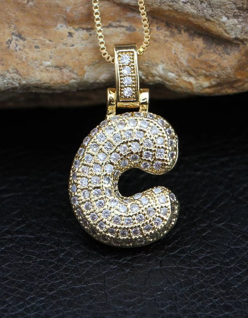 Load image into Gallery viewer, Fashion 26 Letters Necklace Custom Name Pendant Charm for Men and Women A-Z Alphabet Cubic Zircon Hip Hop Jewelry Gift
