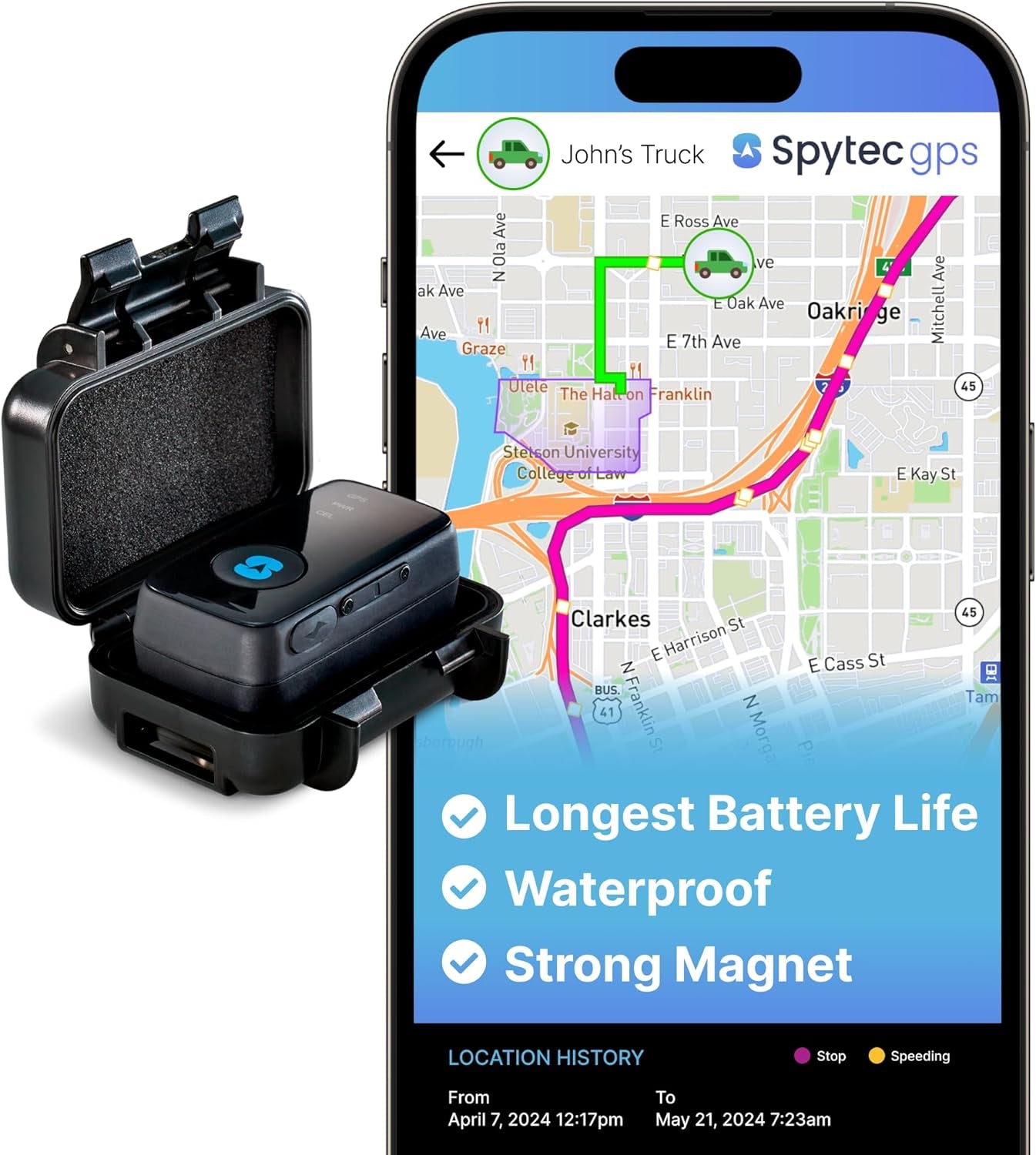 Spytec GPS Mini GPS Smart Tracker for Vehicles, Cars, Trucks, Loved Ones, GPS Tracker Device for Kids & Weatherproof Magnetic Case, Unlimited Updates, Real-Time GPS Tracking, USA Made Tech