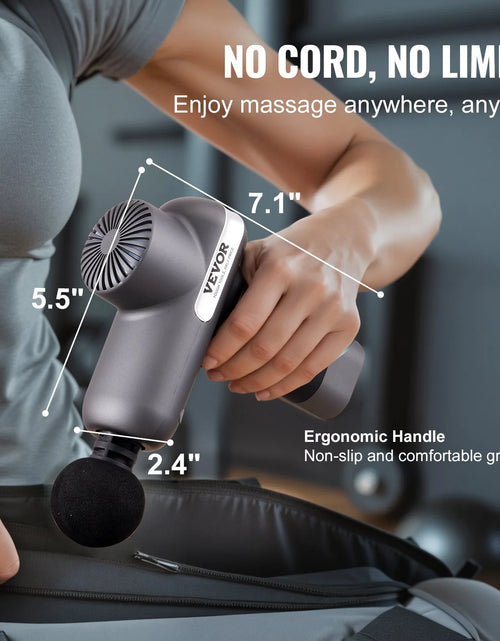 Load image into Gallery viewer, VEVOR Professional Deep Tissue Massage Gun - Percussion Muscle Massager for Athletes with 5 Speed Levels, 6 Interchangeable Massage Heads, 7.4V 2500mAh Battery, Handheld Electric Device for Pain Relief and Muscle Relaxation
