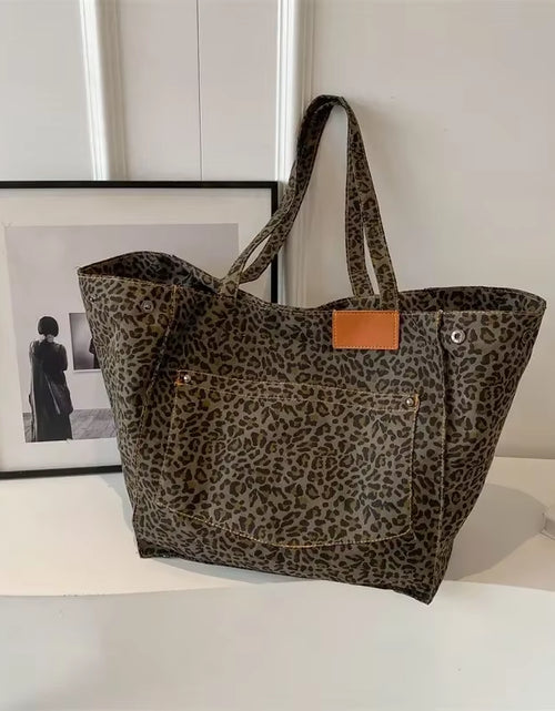 Load image into Gallery viewer, Oversized Leopard Prints Shoulder Bags for Women Deformable Canvas Large Capacity Shopping Totes 2024 Winter New Luxury Handbags
