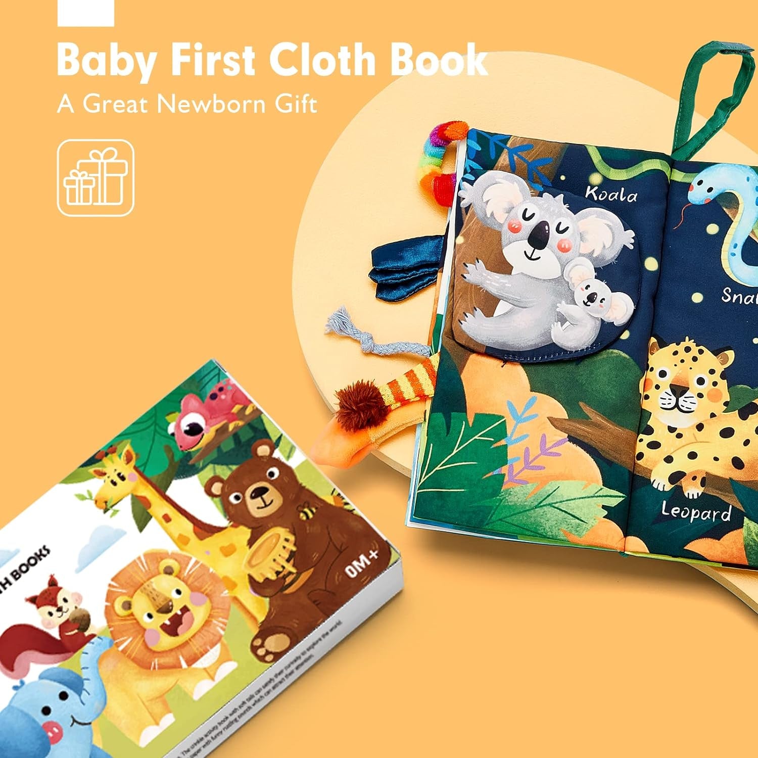 Baby Books 0-6 Months,Infant Tummy Time Toy High Contrast Sensory Baby Toys 6 to 12 Months Touch Feel Book Gift Christmas Stocking Stuffers for Boy Girl 0-3 Months Book Early Learning Toy